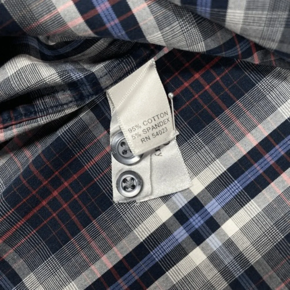 Banana Republic Shirt Mens (L) 16-16.5 Tall Large Plaid Long‎ Sleeve Button Down